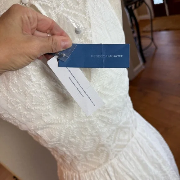 NWT Rebecca Minkoff Trixie Dress White Embroidered Sheer Partially Lined Sz 4 - Picture 12 of 16